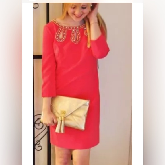 NWT 288.00 LILLY PULITZER BRONTE EMBELLISHED  DRESS WATERMELON - Picture 4 of 6